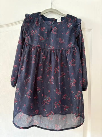 Seller 183 - OshKosh B'Gosh Girls 4T Navy and Red Floral Dress -EUC