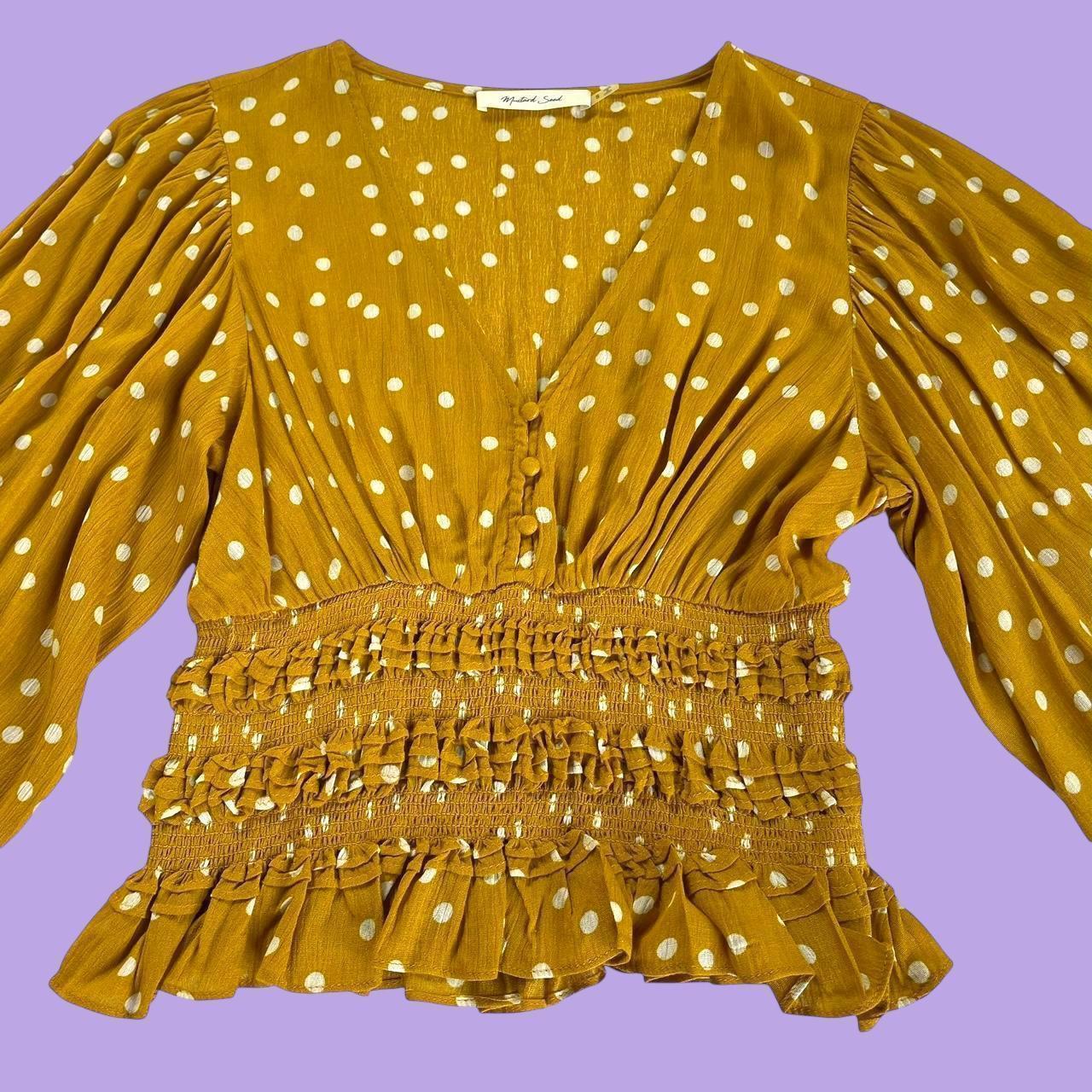 #1 Polka Dot Peplum Top Blouse Small REDUCED