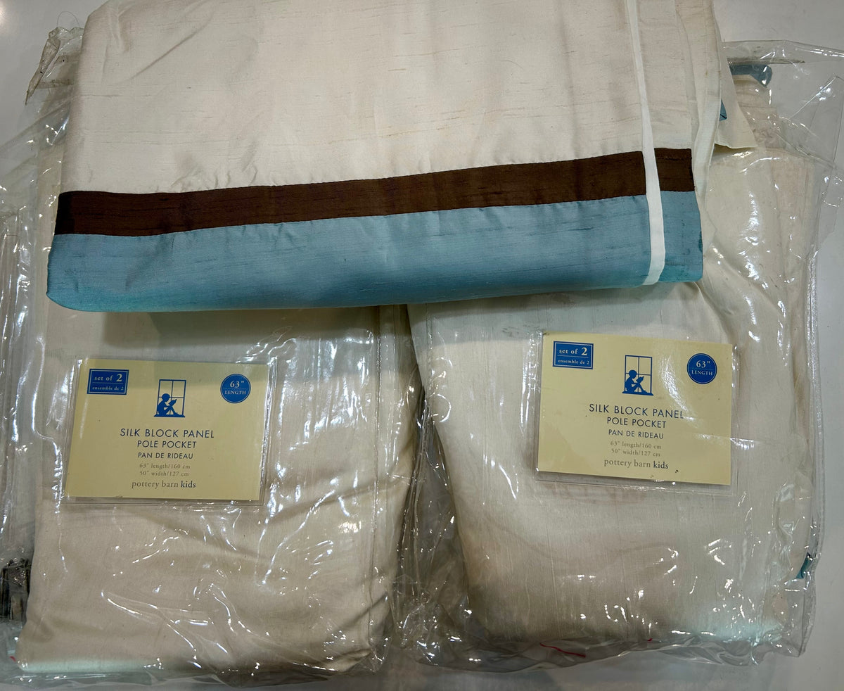 #32 Set of 4 Pottery Barn Silk Curtains (63 long x 50 wide)