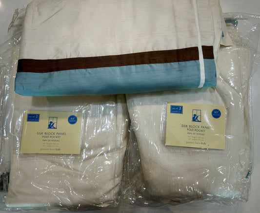 #32 Set of 4 Pottery Barn Silk Curtains (63 long x 50 wide)