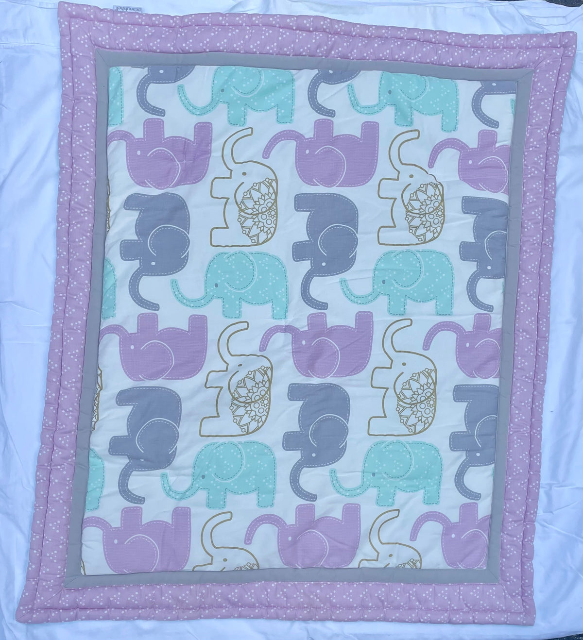 #32 The Peanutshell Little Peanut Lilac Elephant Crib Bedding Bundle