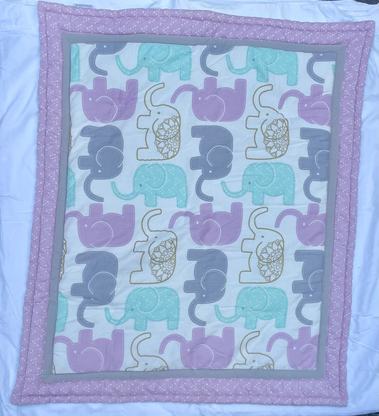 #32 The Peanutshell Little Peanut Lilac Elephant Crib Bedding Bundle