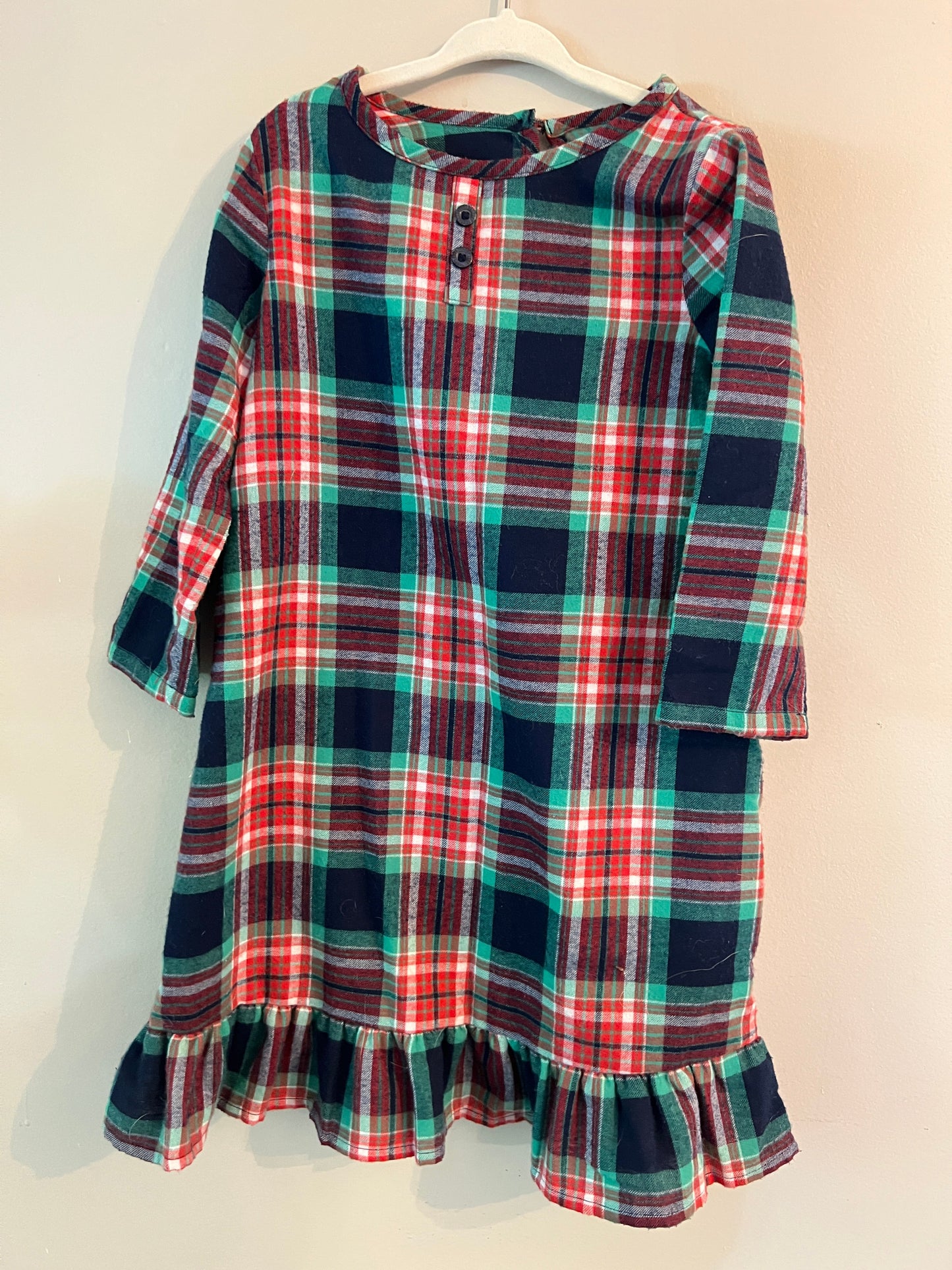#215 2T Girls Holiday Nightgown with matching baby doll nightgown