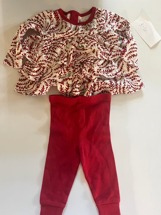 #215 REDUCED 3-6M Burts Bees Holiday Girl Outfit