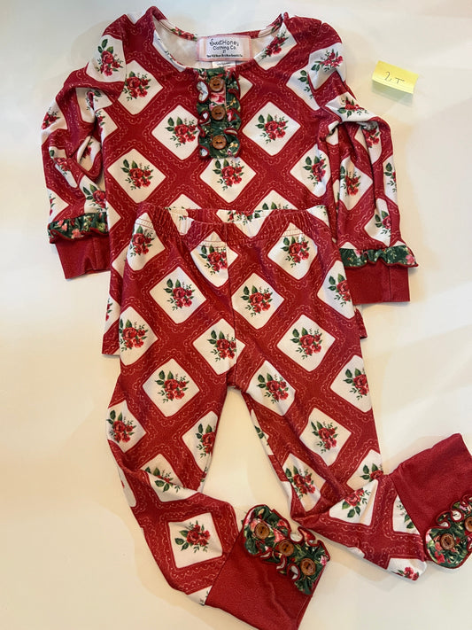 #215 REDUCED 2T Sweet Honey Holiday Pajamas for Girl