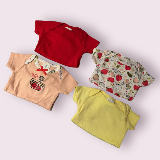 Baby Girl - 3 Months - 4 Pack Short Sleeved Onesies
