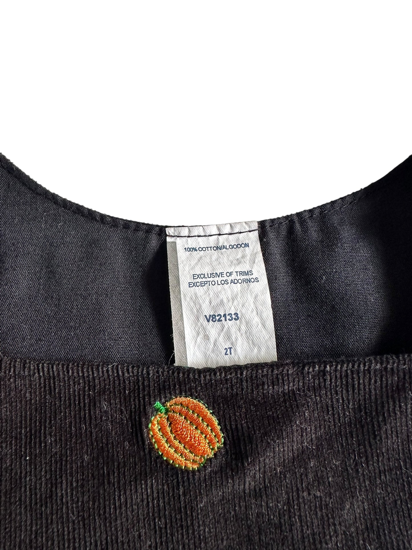 #93 Boutique Black Corduroy Pumpkin Jumper Girls 2T