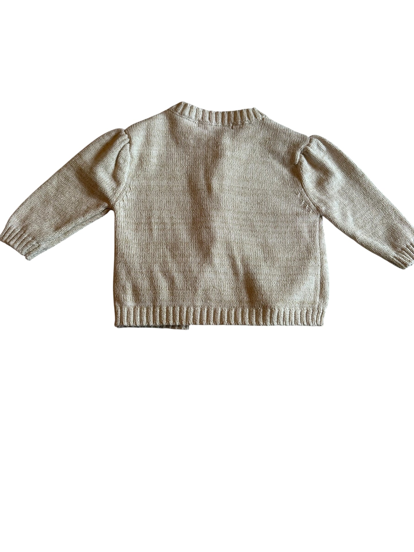 #93 Wendy Bellissimo Cream & Gold Knit Cardigan Girls 6M