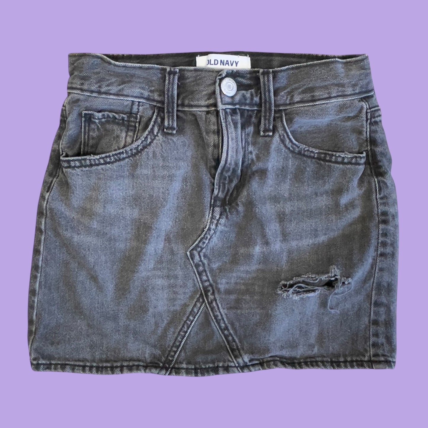 #1 black denim mini skirt medium 8 REDUCED