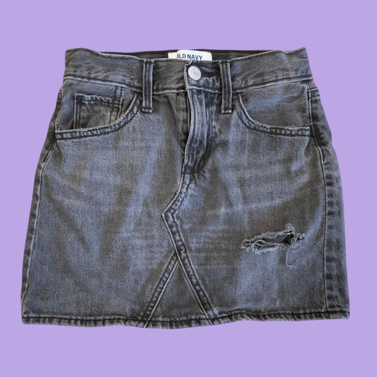 #1 black denim mini skirt medium 8 REDUCED