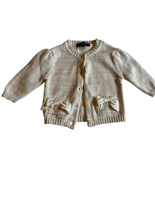 #93 Wendy Bellissimo Cream & Gold Knit Cardigan Girls 6M