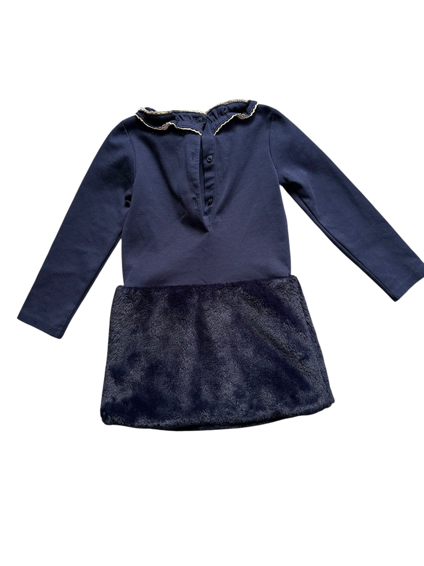 #93 Janie and Jack Navy Gold Dress Girls 4T