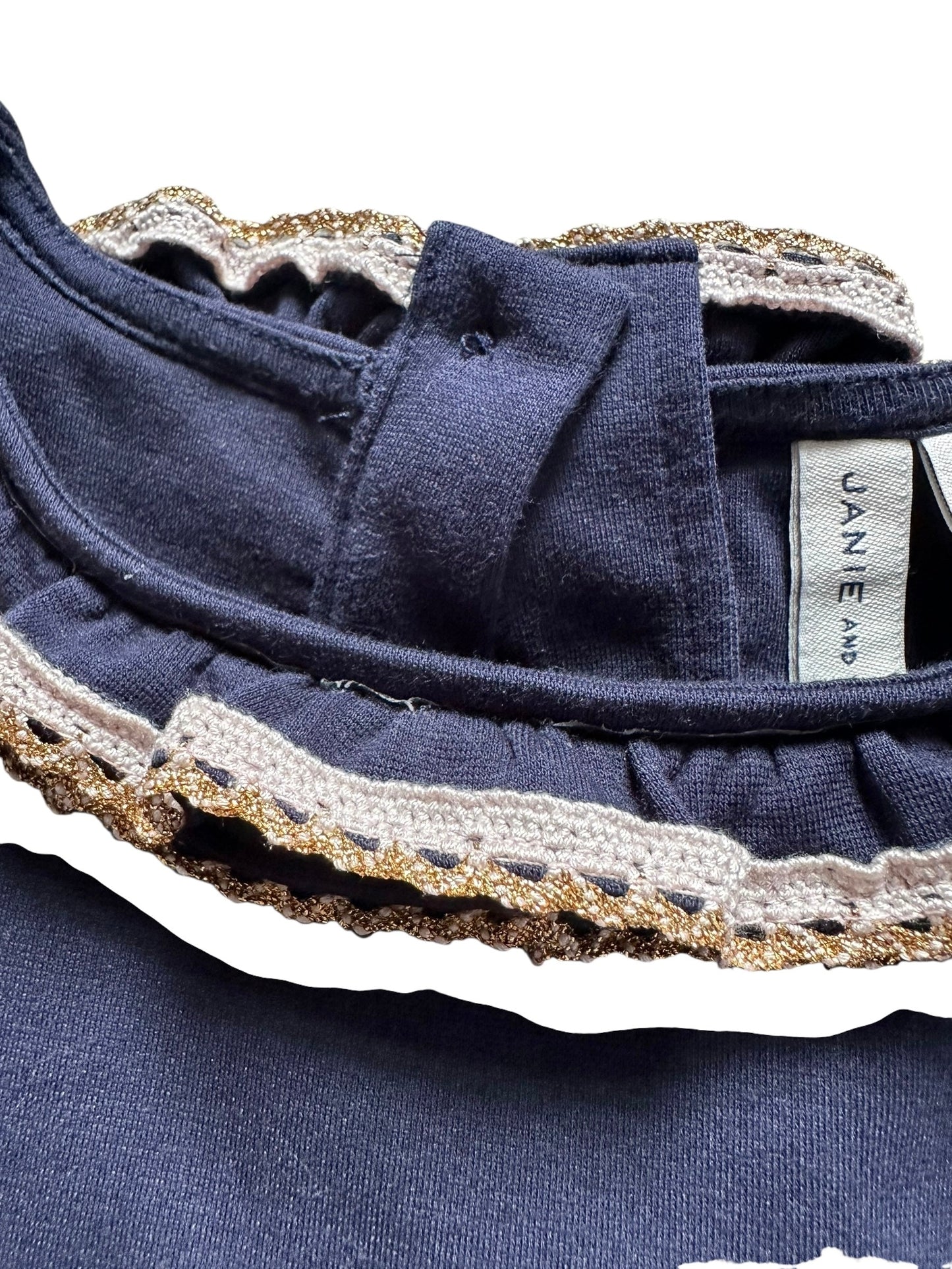 #93 Janie and Jack Navy Gold Dress Girls 4T
