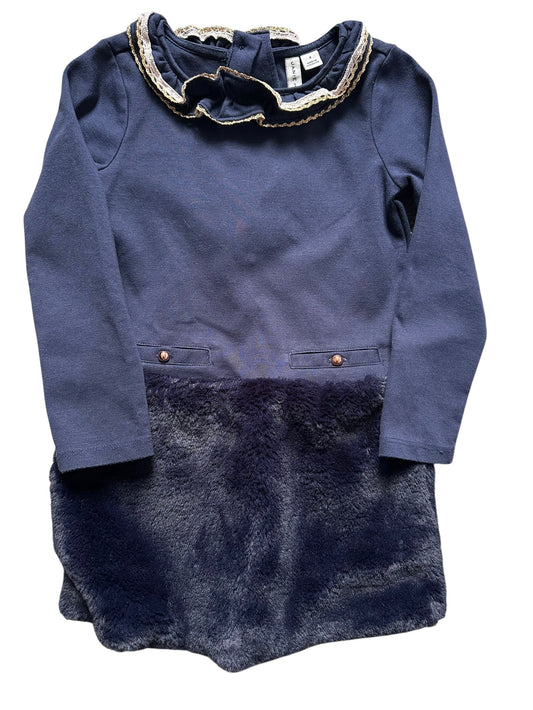 #93 Janie and Jack Navy Gold Dress Girls 4T
