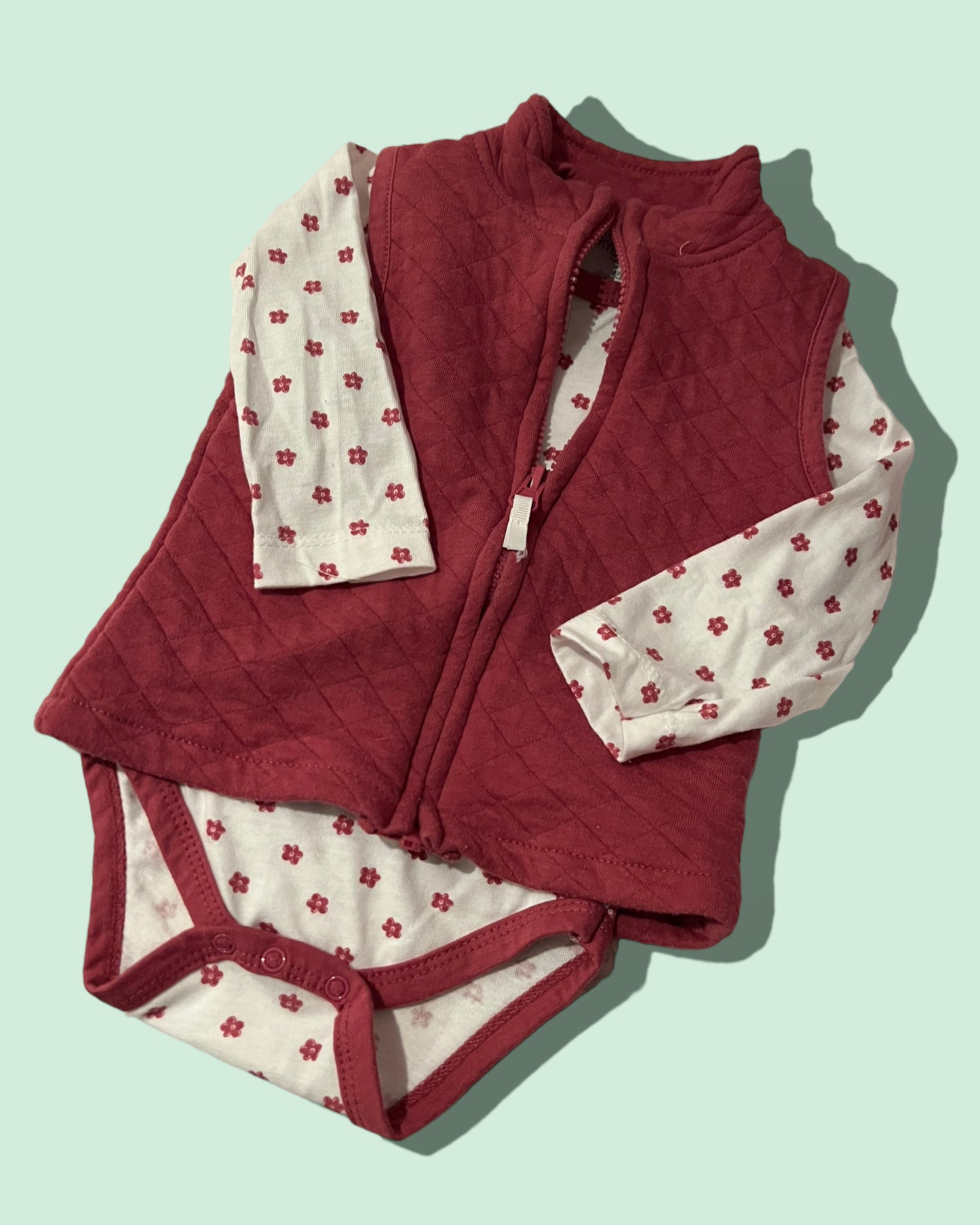 Baby Girl - 12 Months - Long Sleeve and Vest Set