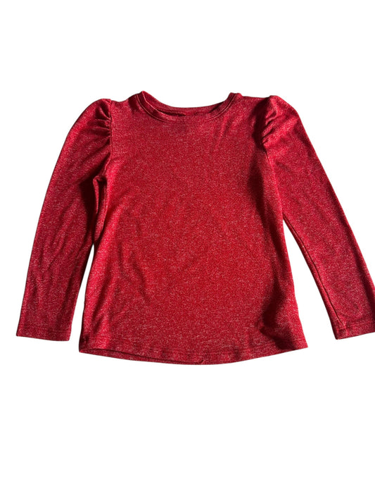 #93 Old Navy Red Ruched Sleeve Shirt Girls 4T