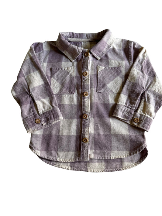 #93 H&M Purple & White Plaid Flannel Girls 2T