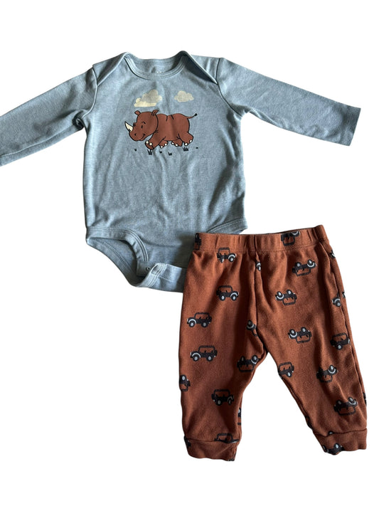#93 Pekkle Blue Brown Rhino Set Boys 6M