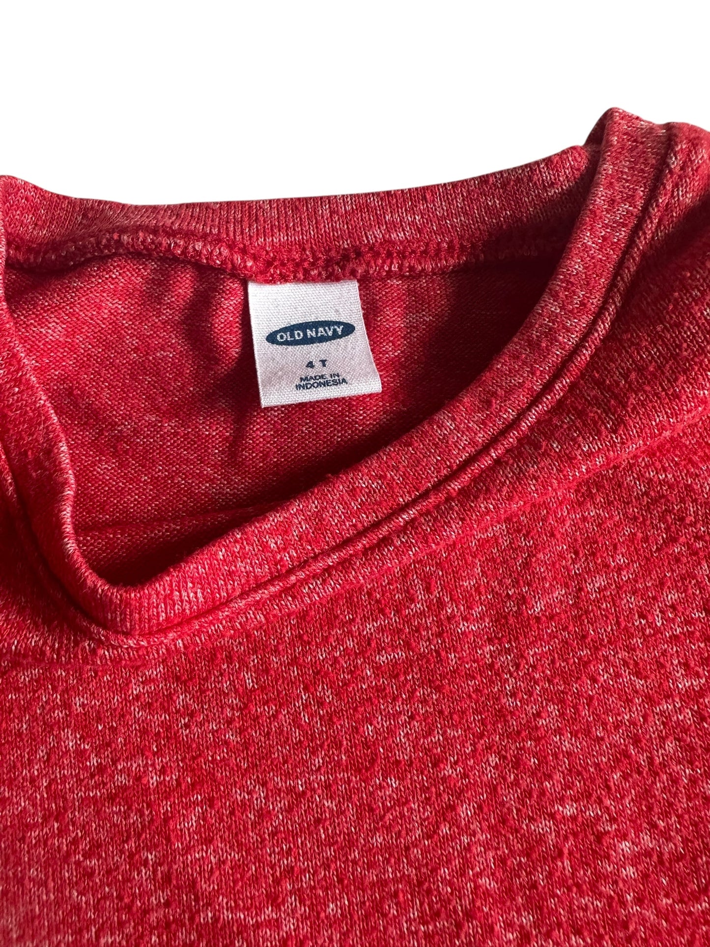 #93 Old Navy Red Ruched Sleeve Shirt Girls 4T