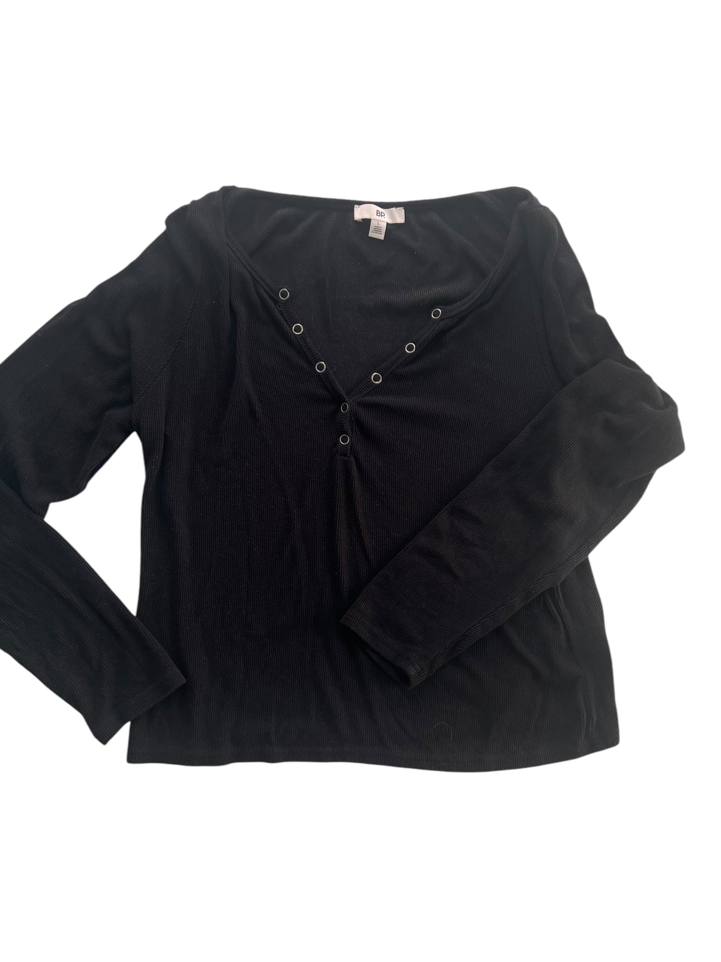 #63 BP Nordstrom Large Black Henley Crop Top