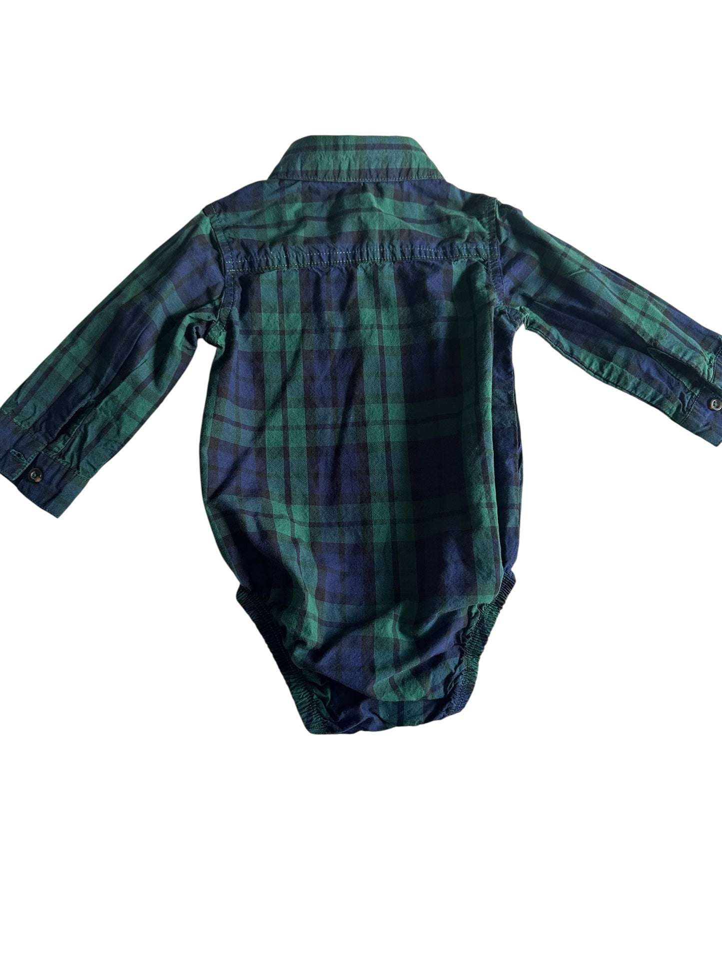 #93 Carter’s Navy & Green Plaid Button Up Boys 12M
