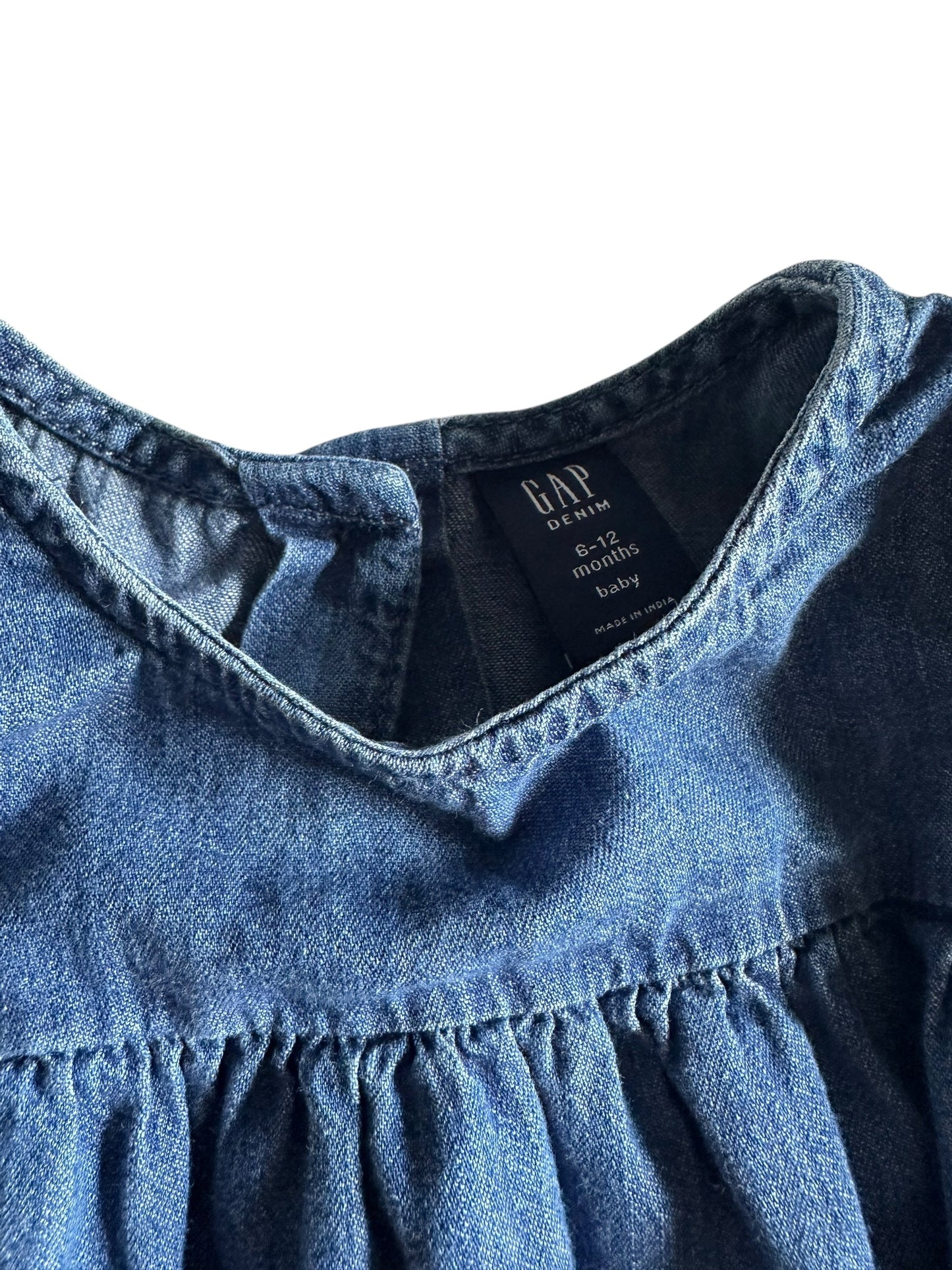 #93 Gap Denim Ruffle Dress Girls 6-12M