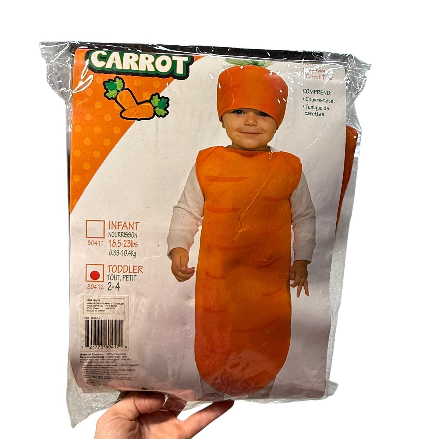 #1 Toddler Carrot Costume 2-4 REDUCED