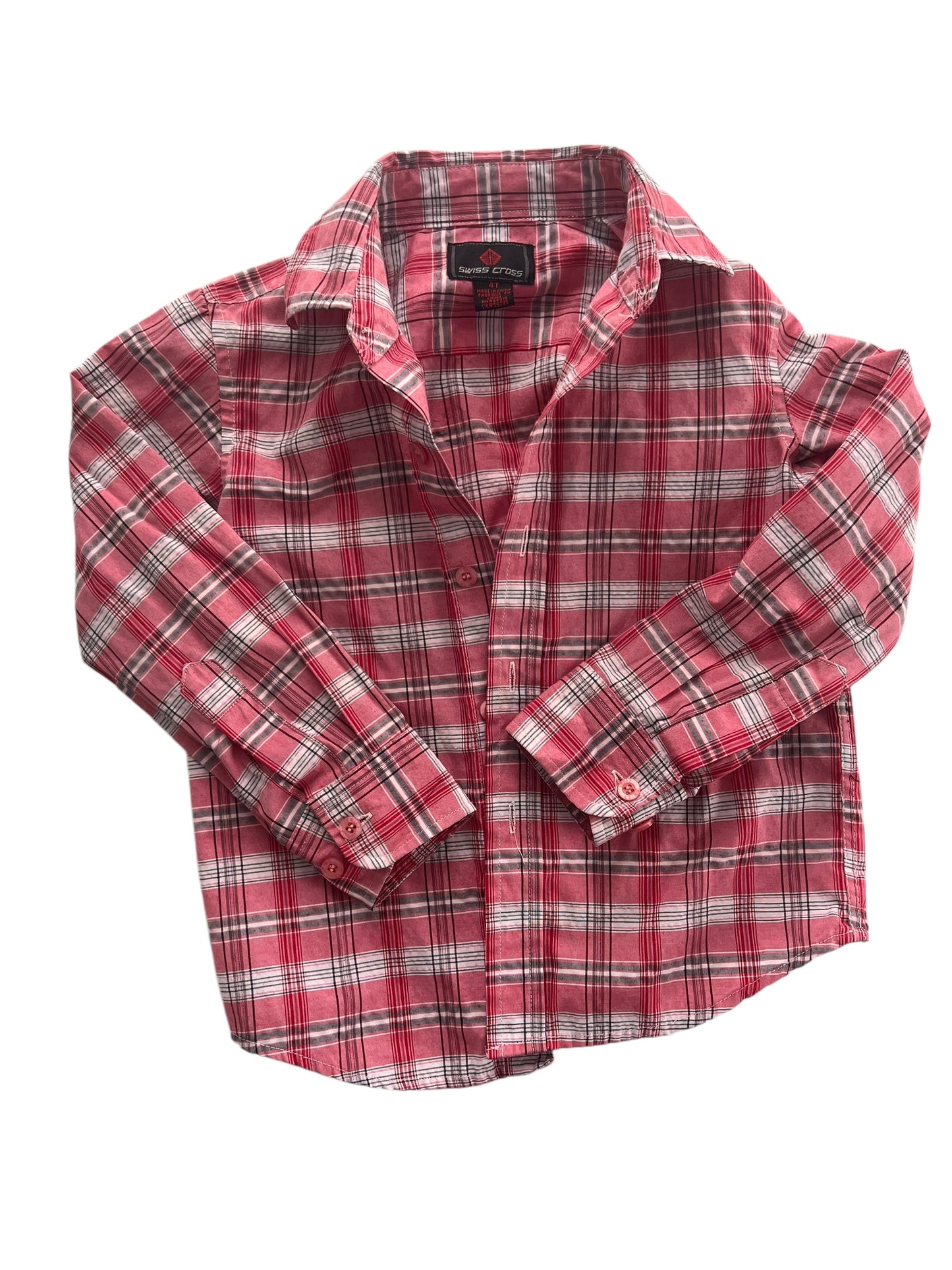 #63 Swiss Cross 4t Red Plaid Shirt boys