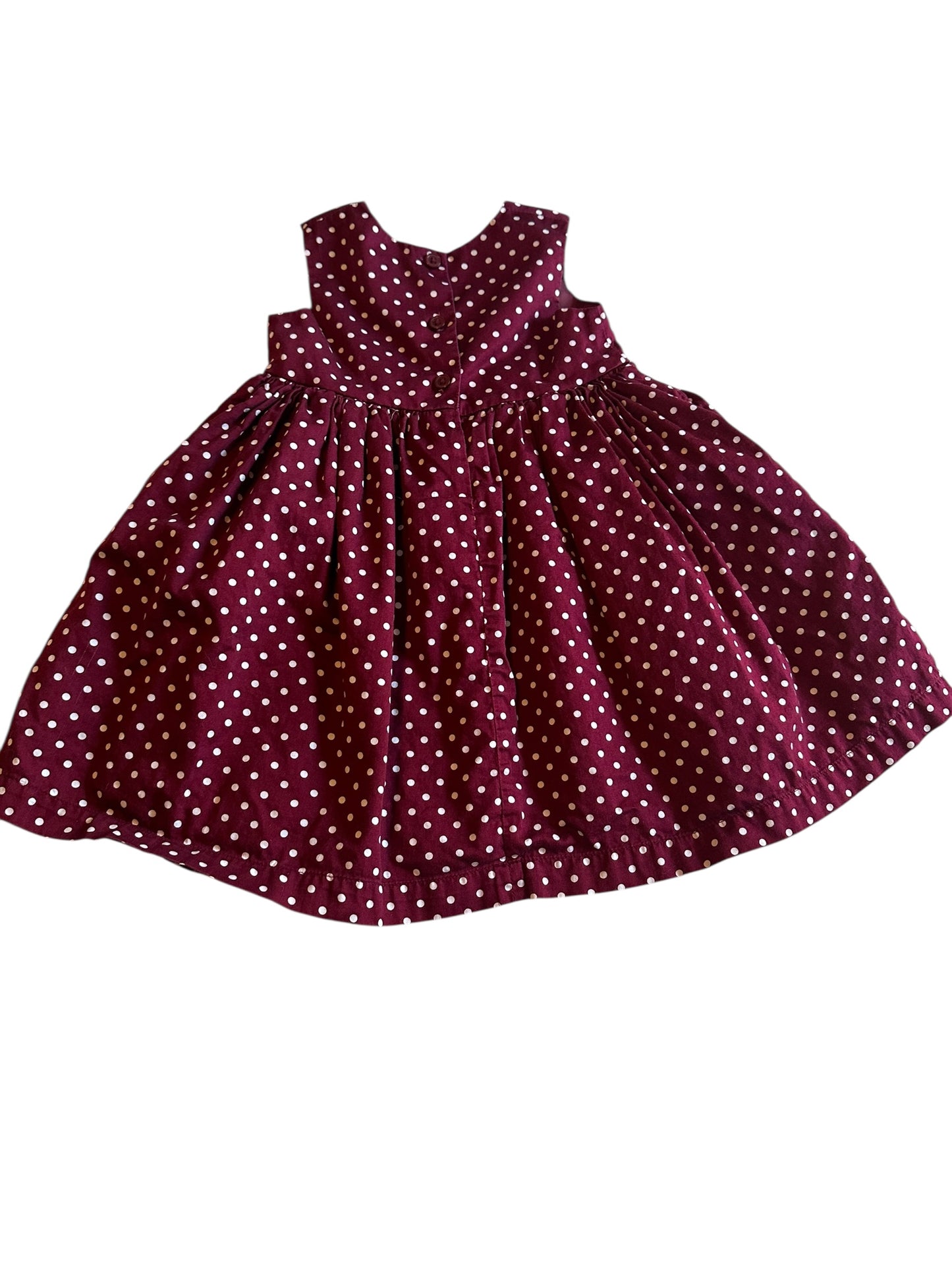 #93 Carter’s Maroon & White Polka Dot Sleeveless Dress Girls 2T