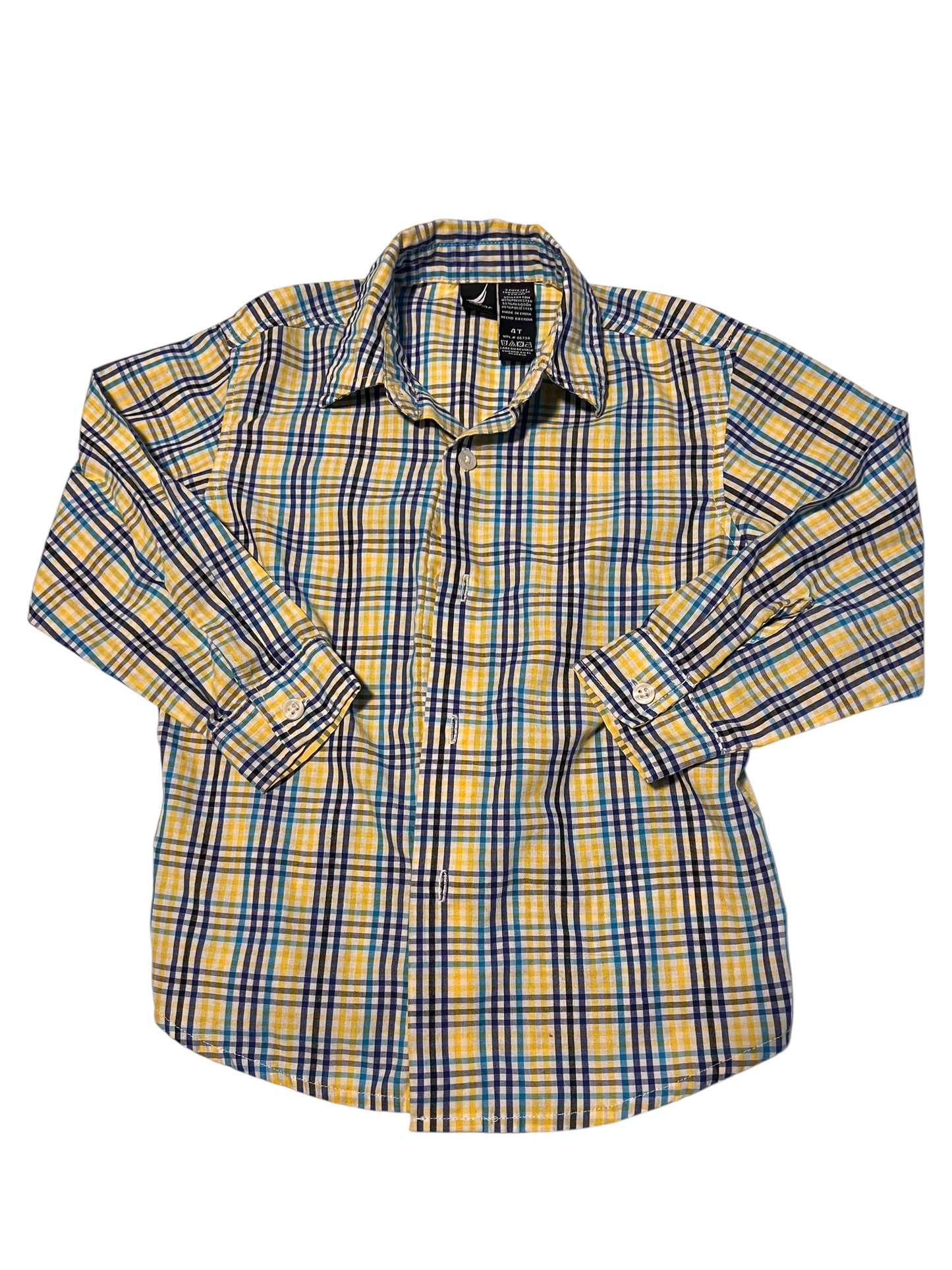 #63 Nautica 4T Striped Collared Button Down Yellow boys