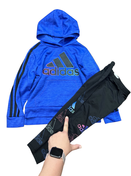*REDUCED* 104 - Girls Adidas Outsize size 5 * Note hole in pants, sweatshirt is PERFECT price reflects sweatshirt only