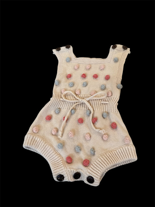 #145 Sweater bubble romper Girls 0-3 mth EUC