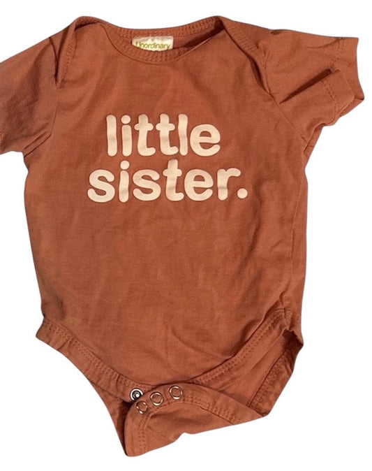 #28 Girls Little Sister Short Sleeve Onesie Size 0-3M (Matching Big Bro 3T T-Shirt Available)