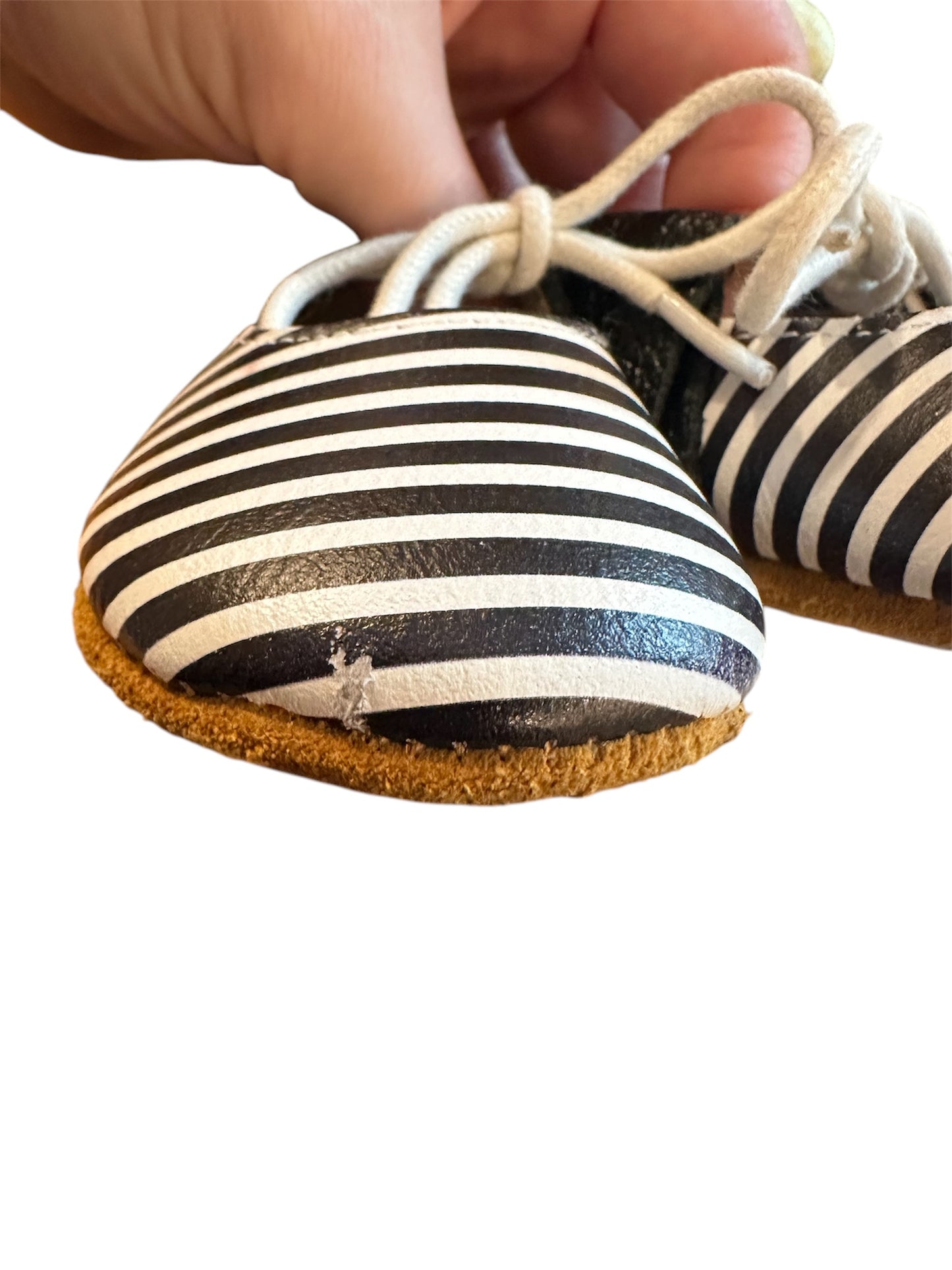 #85 Monkey Feet Leather Ballet Moccasins, Infant girls 3-6m