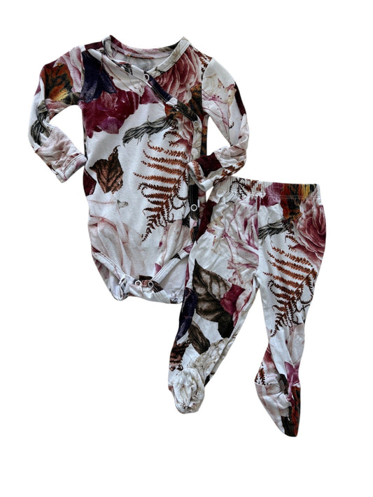 Seller #105 - 0-3 Girls Posh Peanut Floral Crossover Bamboo Set GUC