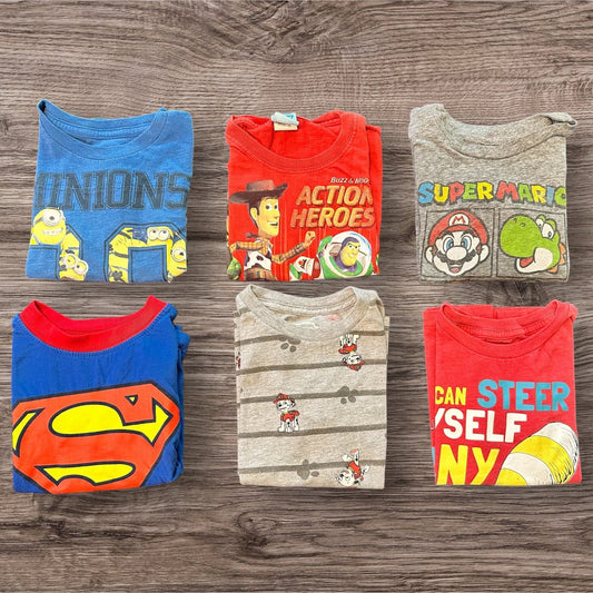 #169 Boy's 3T Character Themed Shirts (6 Shirts) *REDUCED PRICE