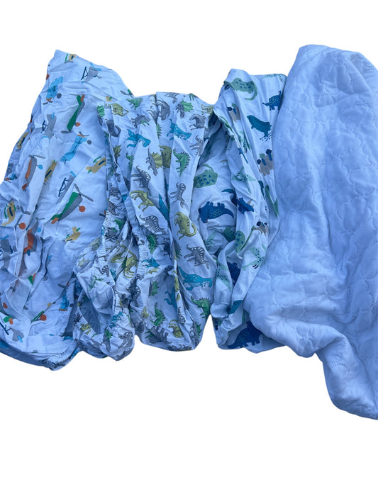*REDUCED*  104- Boys Dino and Planes crib sheet bundle WITH mattress protector