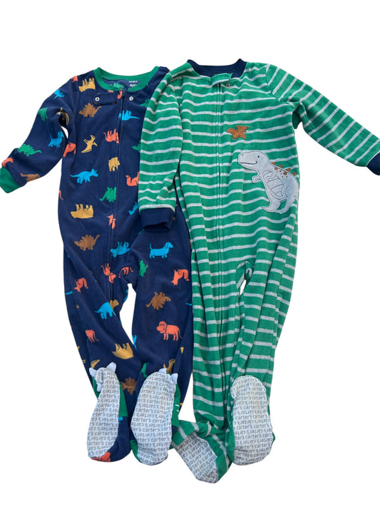 104 - Carters 4T Fleecie footie jams Dinos