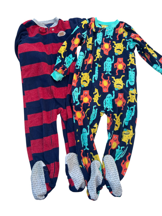 104 - Carters 4T Fleecie footie jams football, monsters