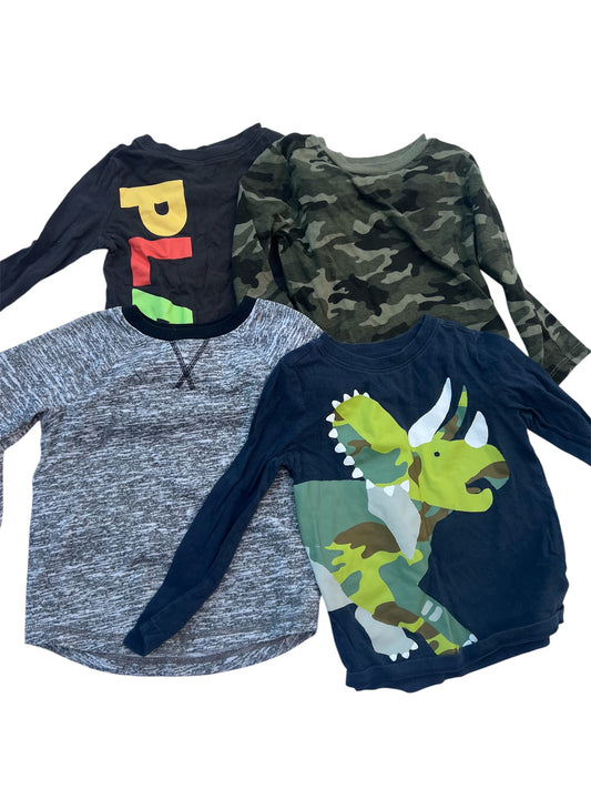 104 - 4T long sleeve shirts bundle Old Navy dino, camo