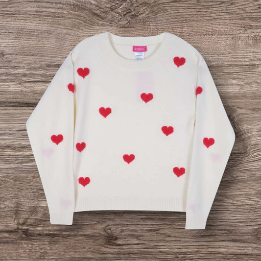 #169 Girl's Medium (7/8) Zunie Heart Sweater- NWT