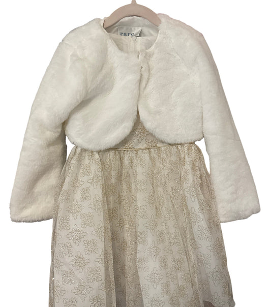 #146 - REDUCED Girls XS 4/5 Special Occasion Dress with Faux Fur Cover | Never Worn