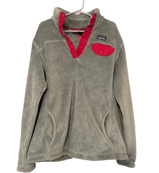 #146 - REDUCED Girls Large (12) Patagonia Pull Over - Gray & Pink | VGUC