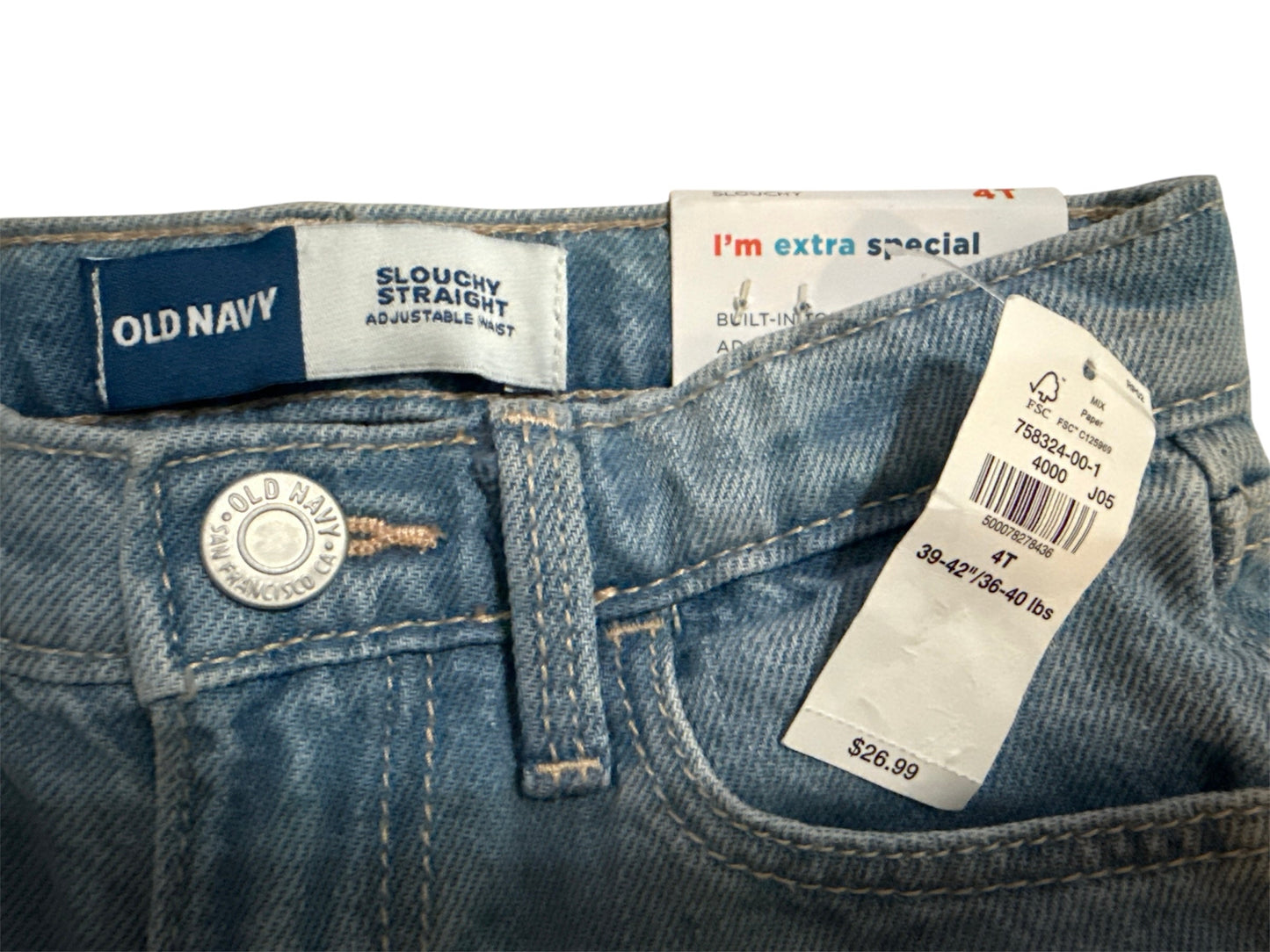 #146 - REDUCED Girls 4T NWT Old Navy Jeans with Adjustable Waist