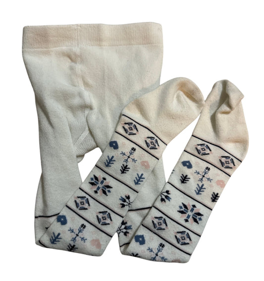#146 - REDUCED Girls 3T Cream Tights with Snowflake Detail