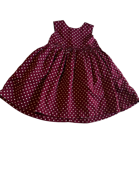 #93 Carter’s Maroon & White Polka Dot Sleeveless Dress Girls 2T