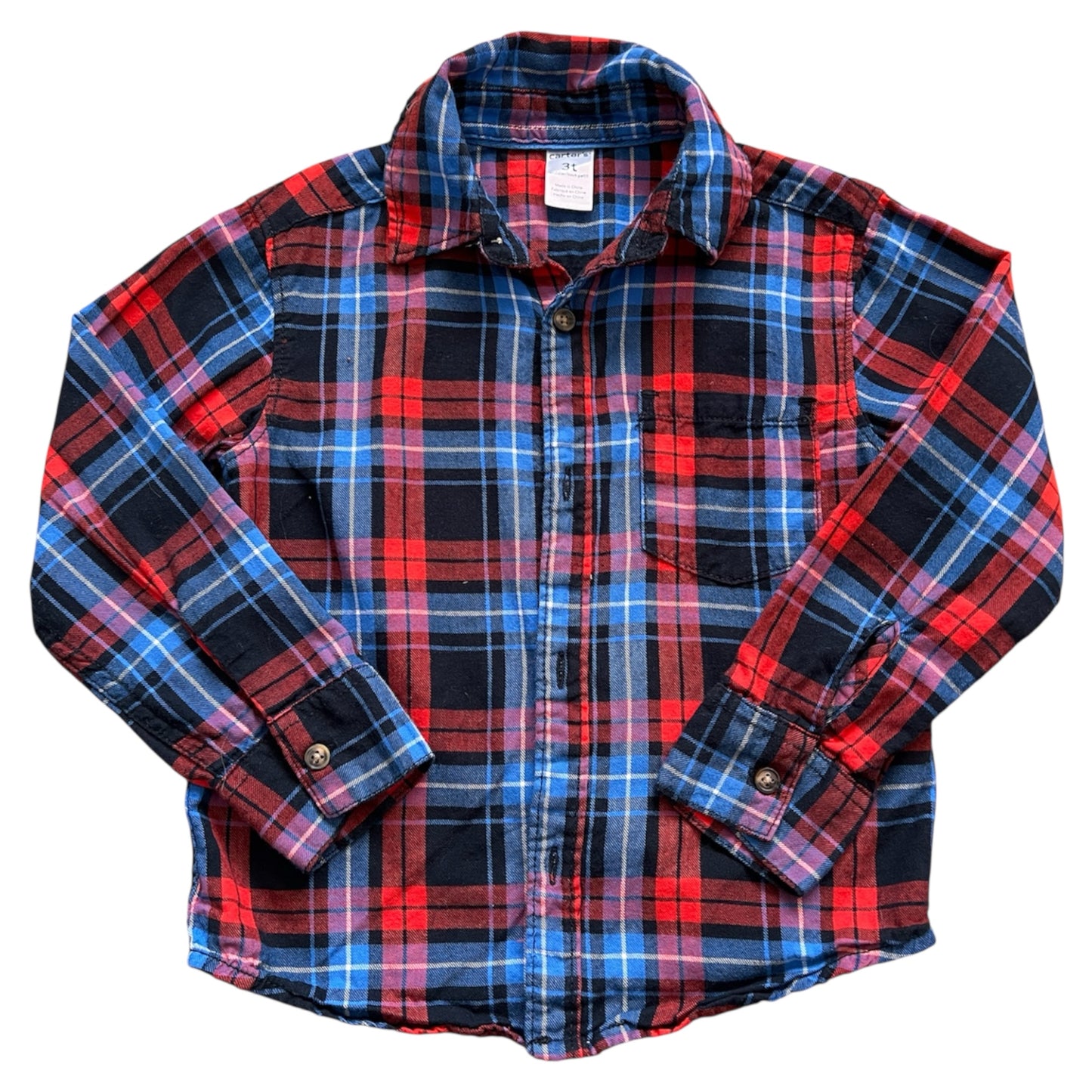 #63 Carter's 3T Red Plaid Button Down Holiday Shirt