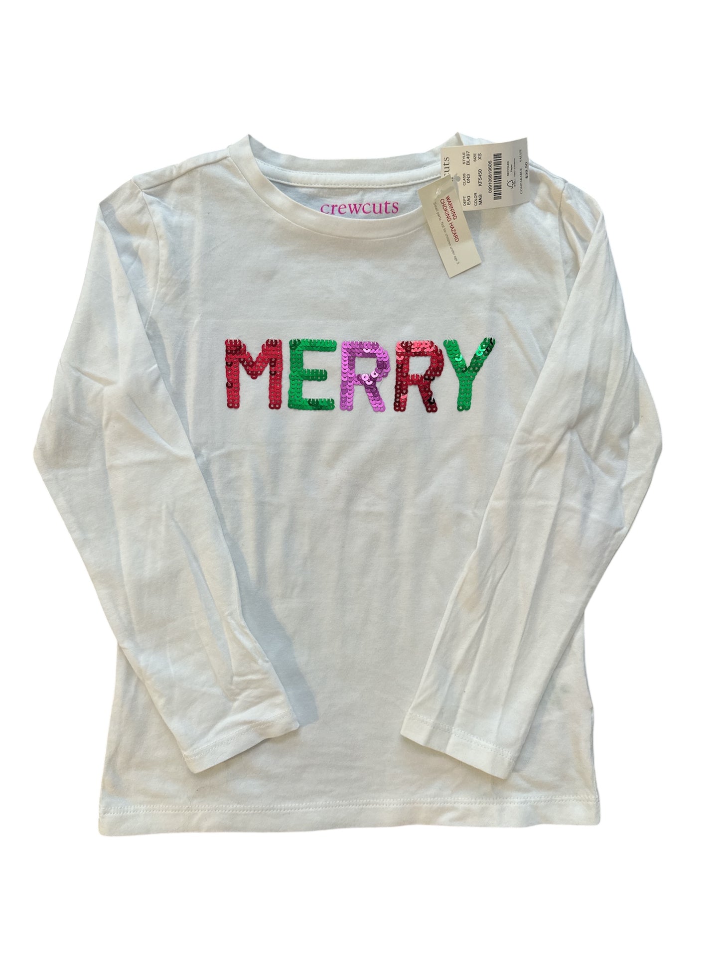 Seller #140 Girls Crewcuts long sleeve Christmas shirt size 4-5 NWT