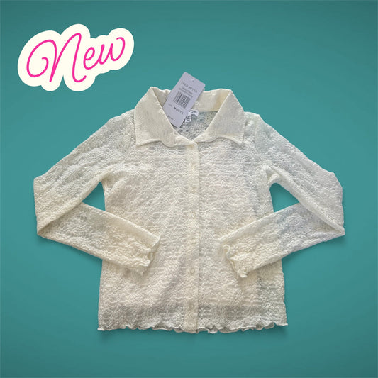 #77 NWT Stitch & Pine Sheer Button-Up, Girls 10/12