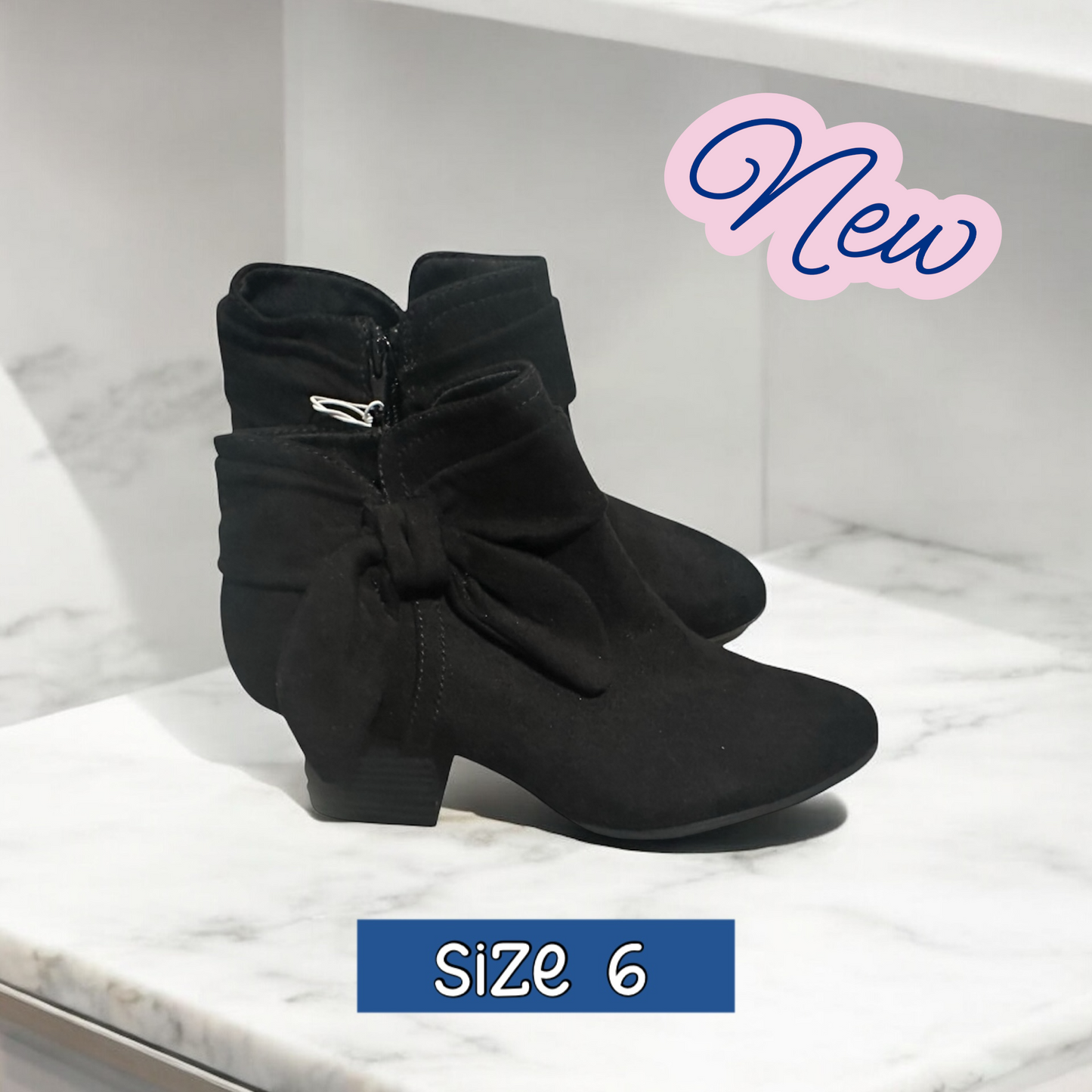 #77 NWOT Old Navy Black Zip-Up Booties, Women’s Size 6